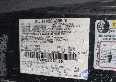 2010 Ford Mustang Gt из США, поврежденный, VIN 1ZVBP8CH5A5161644